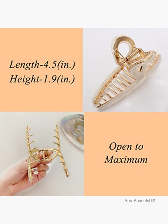 3 Pack Large Metal Acetate Hair Claw Clips Non Slip for Medium to Thick Hair main image 4